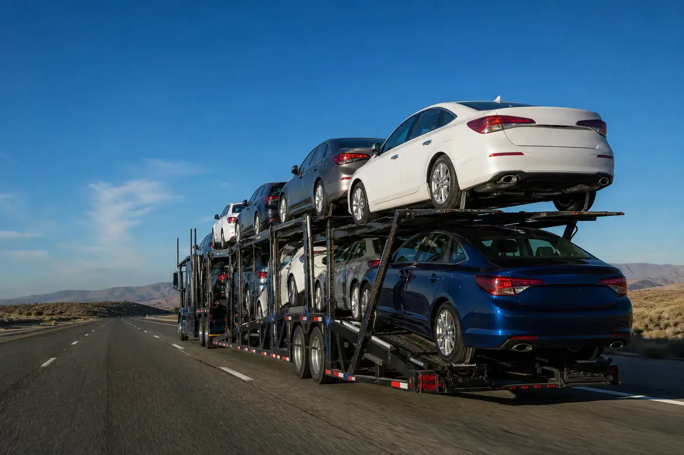 Vehicle carrier transporting cars
